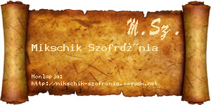 Mikschik Szofrónia névjegykártya